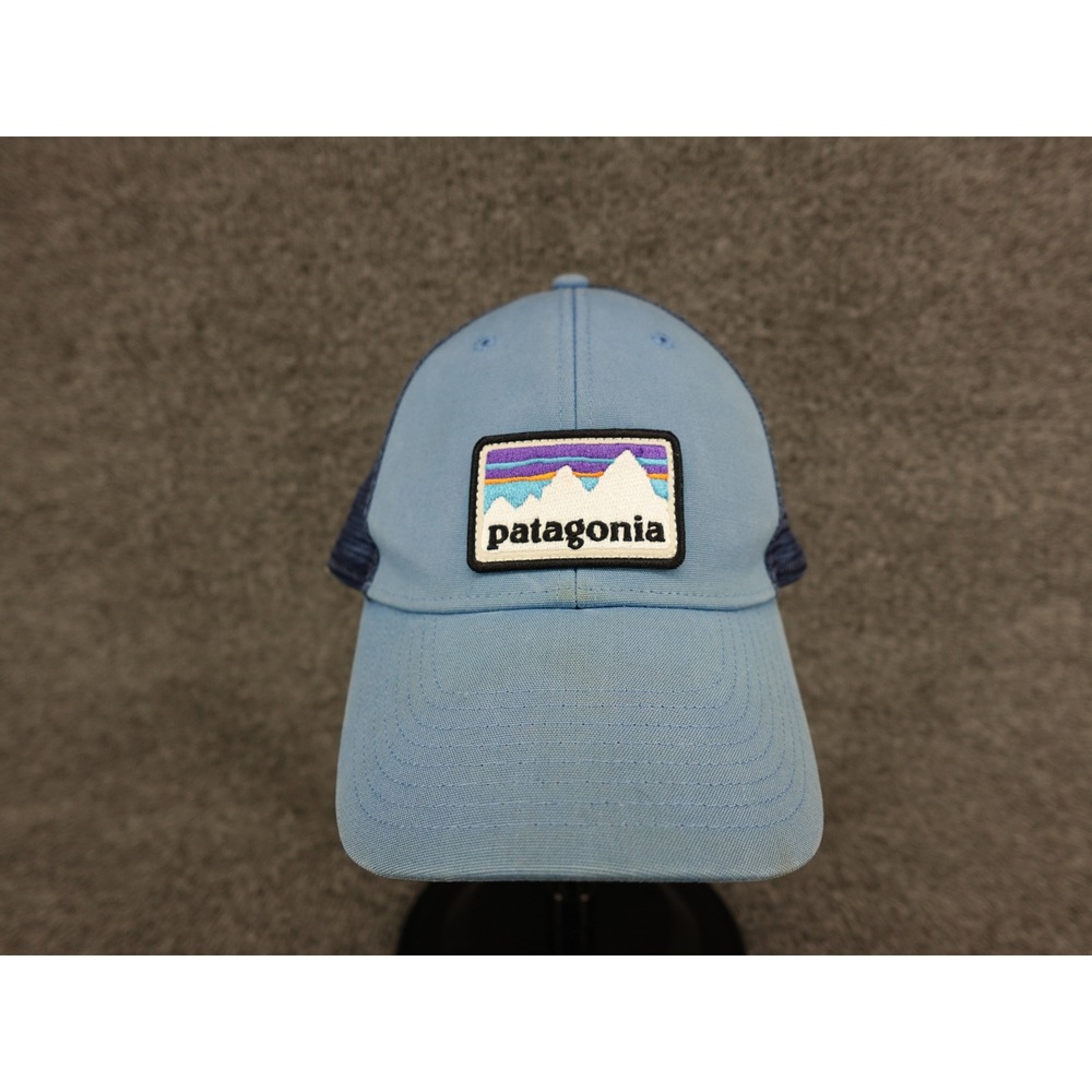Patagonia Trucker Hat Unisex OS Light Blue Fitz‎ Roy Logo Mesh Snapback Cap